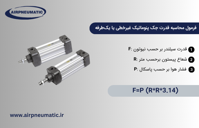 فرمول محاسبه قدرت جک پنوماتیک یک طرفه